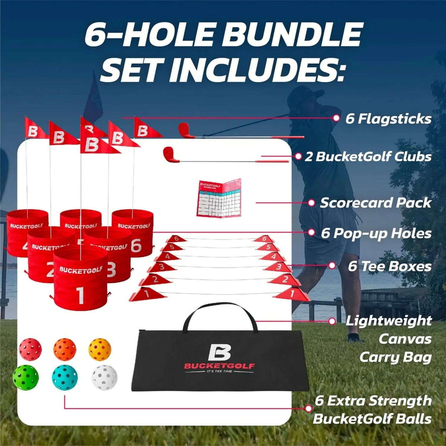 BucketGolf 6 Hole Bundle + 2 RH Clubs - Image 5