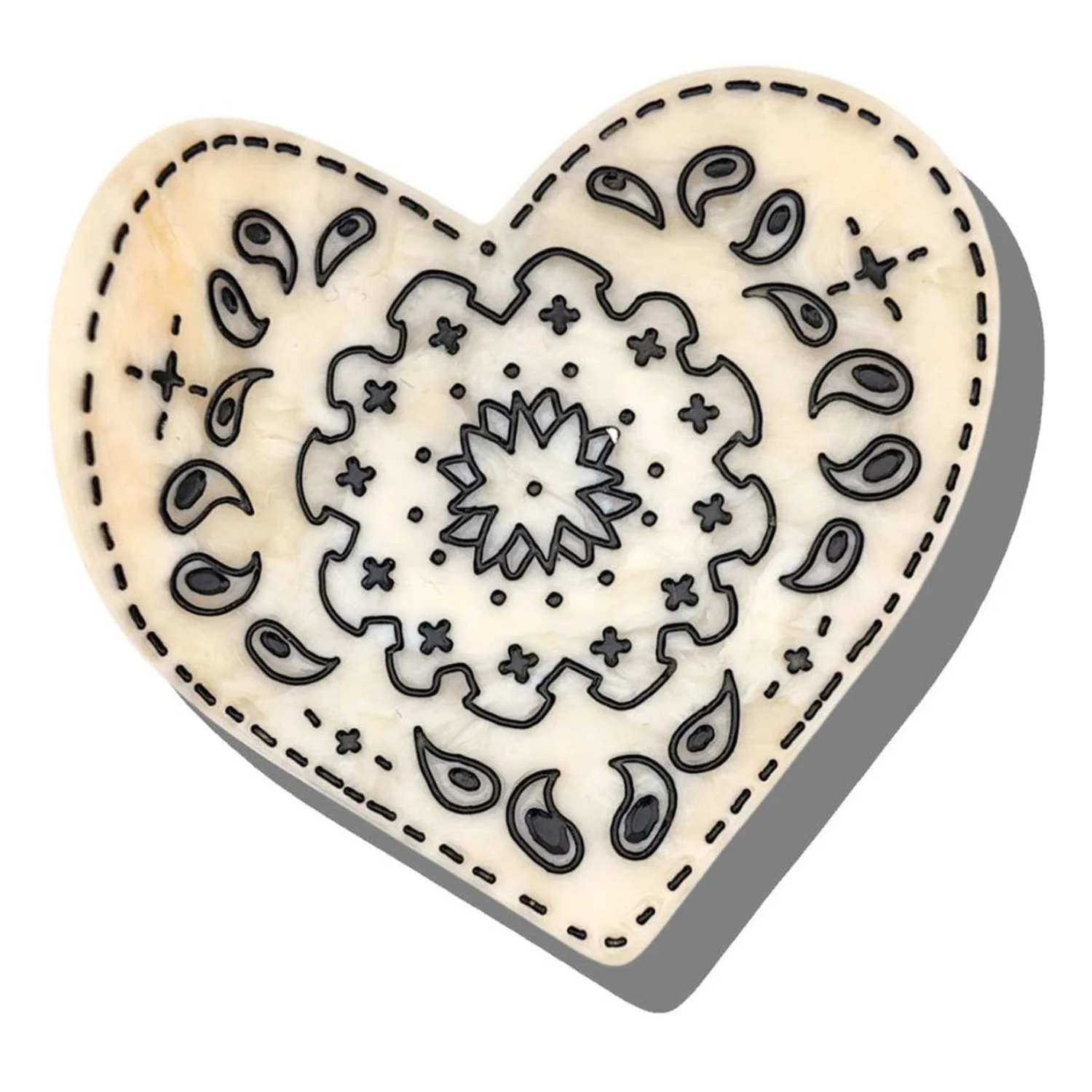 Women's Hand-Painted Paisley Heart Claw Hair Clip