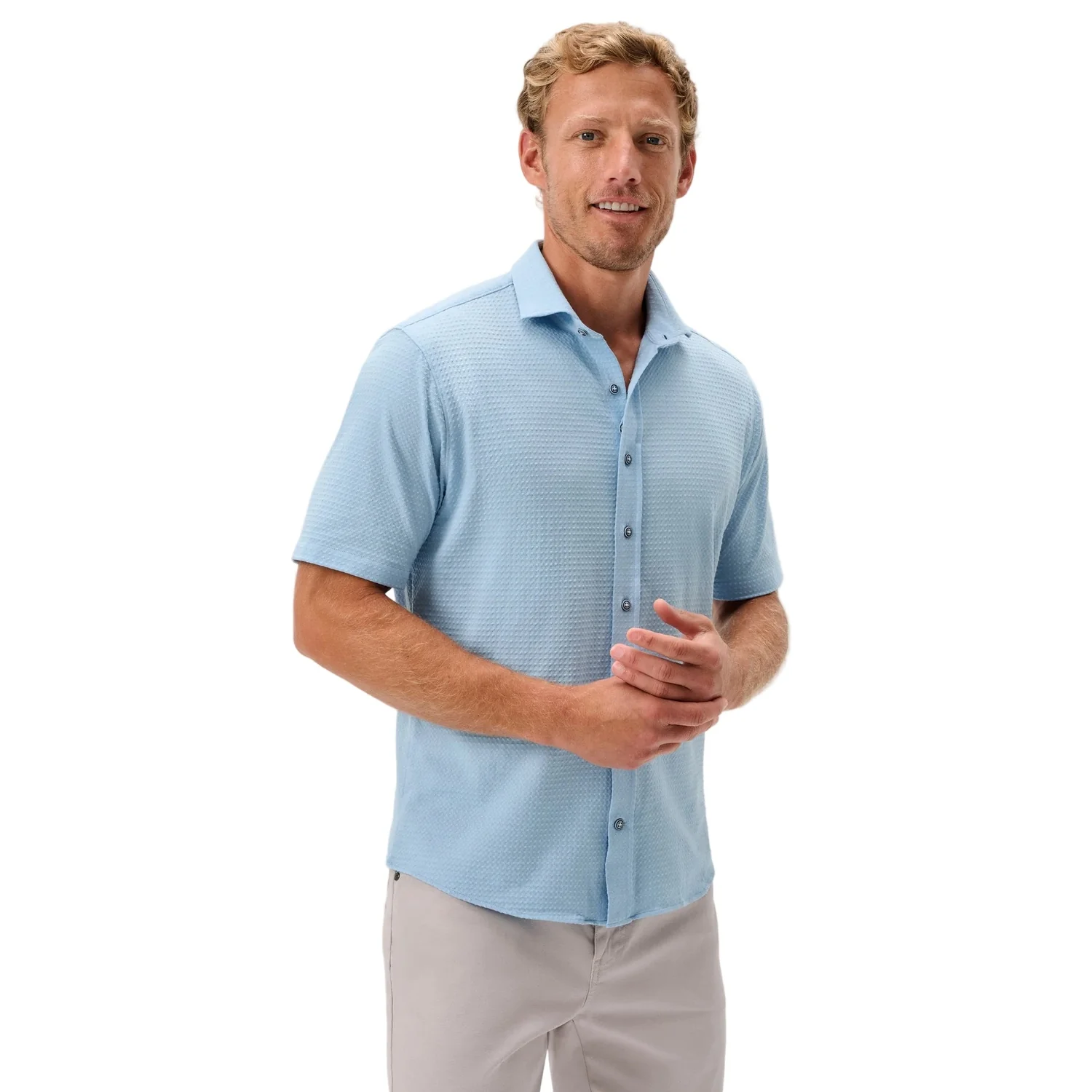 Men's Short Sleeve Hangin' Out Knit Button Up Shirt - Surfsucker