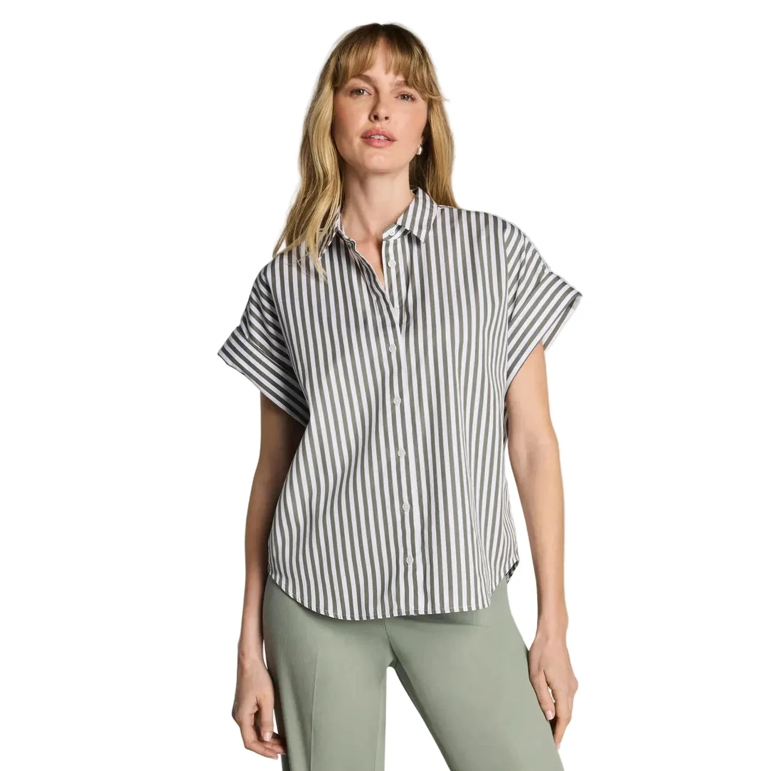 Women's Poplin Oversized Short Sleeve Shirt