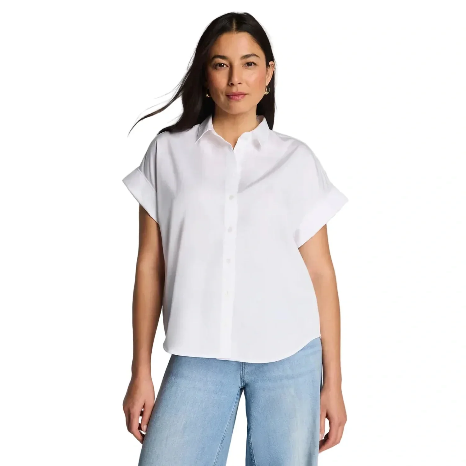 Women's Poplin Oversized Short Sleeve Shirt - Image 4