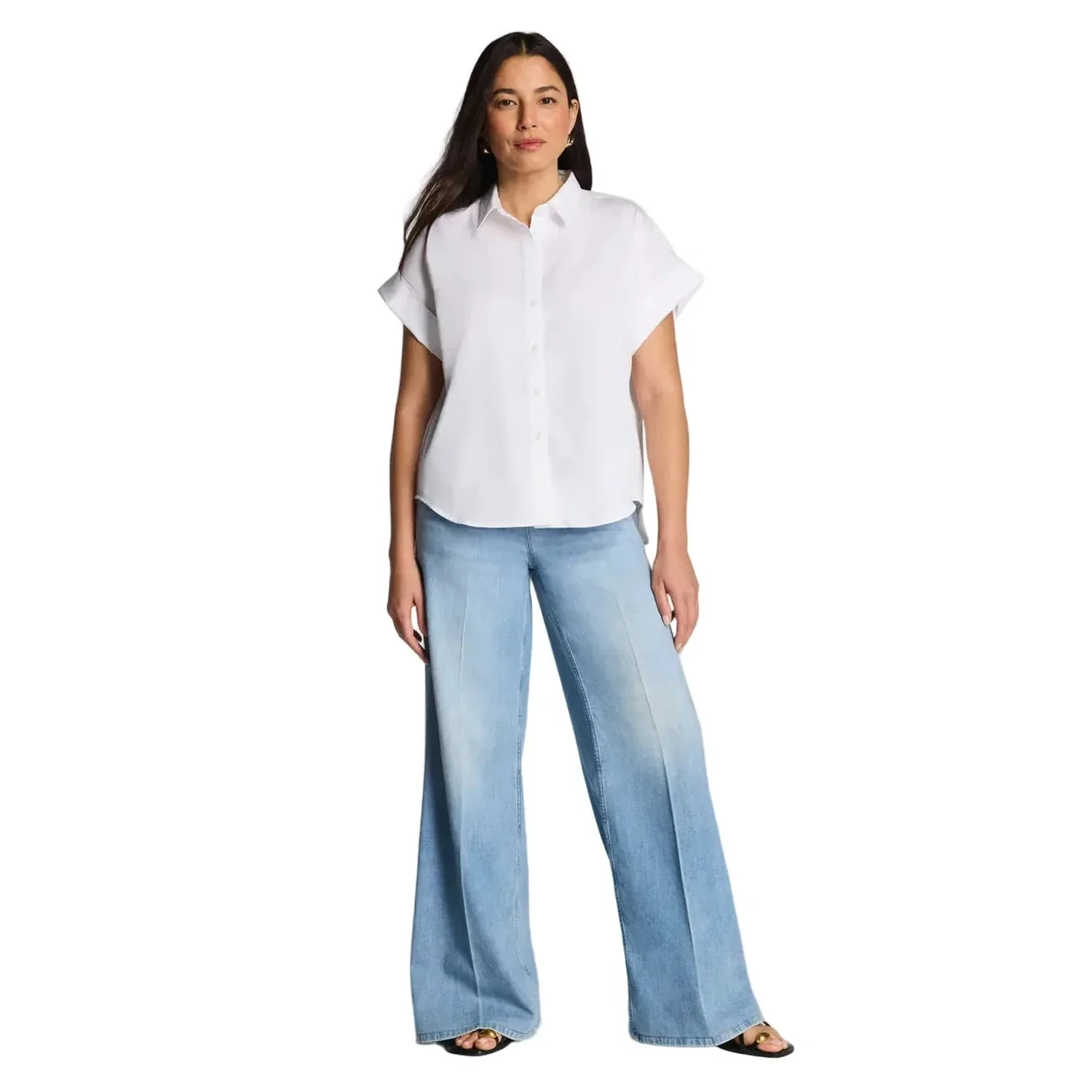 Women's Poplin Oversized Short Sleeve Shirt - Image 5