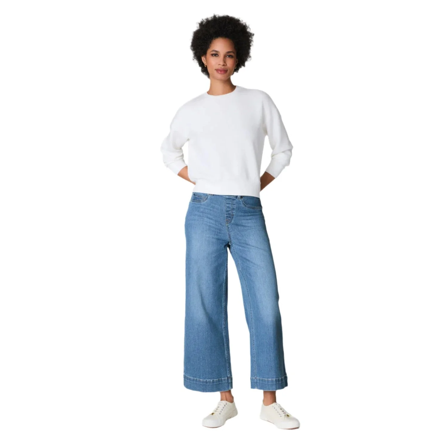 Women's Pull-On Cropped Wide Leg Jeans - Image 3