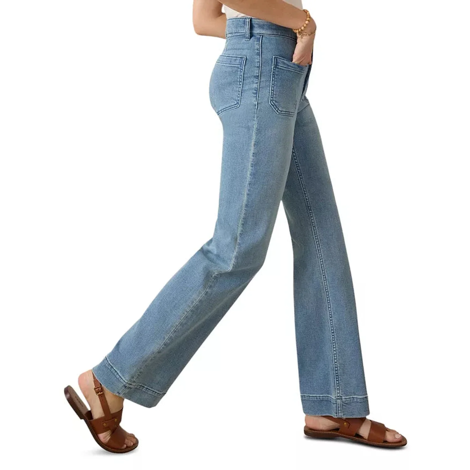 Women's Stretch Terry Patch Pocket Ankle Pants - Image 3